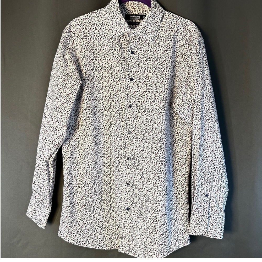 Murano Button Down Shirt Mens 15.5 32/33  Floral Stretch Excellent